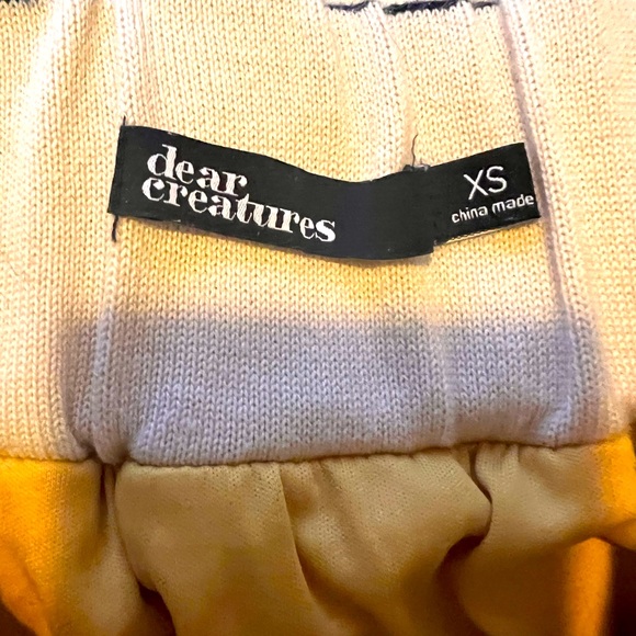 Anthropologie Dear Creatures Pull On Yellow Pleated Chevron Full Length Skirt - Picture 8 of 10